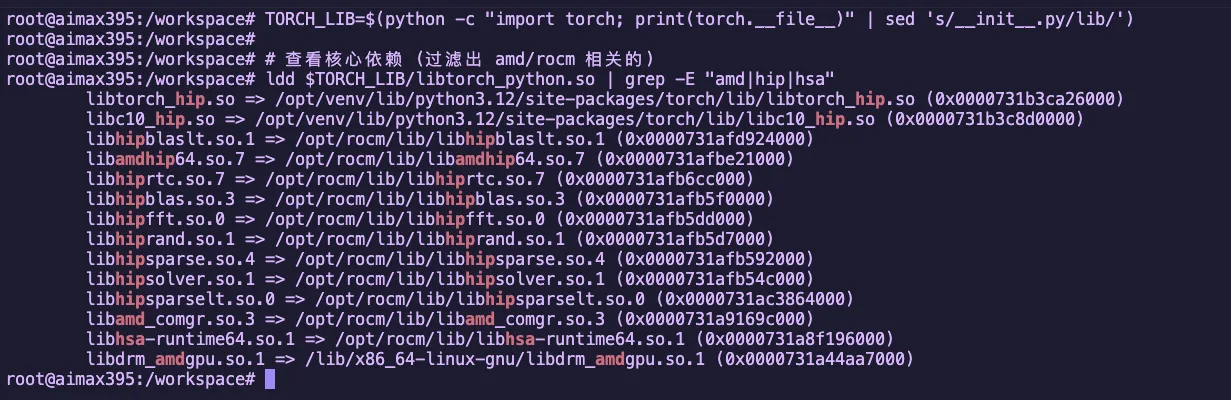 Figure 2.2 ldd tracing PyTorch dependency chain